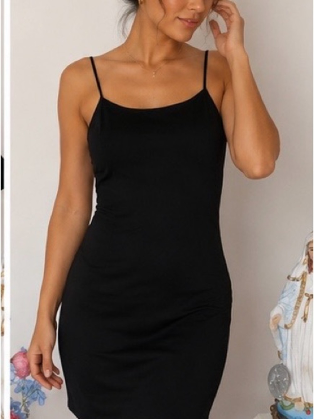 Fabletics Black Spaghetti Strap Mini Dress